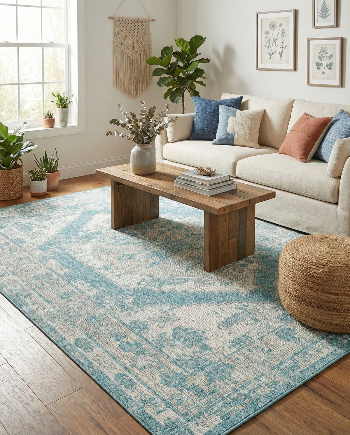 Patio Heritage Collection Area Rug -  Augusta (Aqua) Rectangle Aqua  lifestyle 8