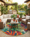 Coastal Terrace Collection Area Rug -  Pier Round Multi  lifestyle 54