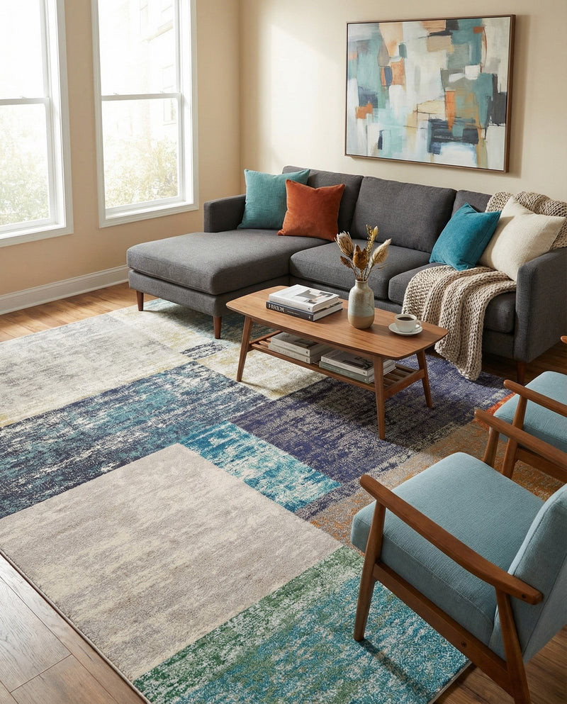 Colorburst Oasis Collection Area Rug - Palette Rectangle Multi  lifestyle 11