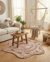 Woven Seaside Jute Collection Area Rug - Nantucket Round Pink and White  lifestyle 29