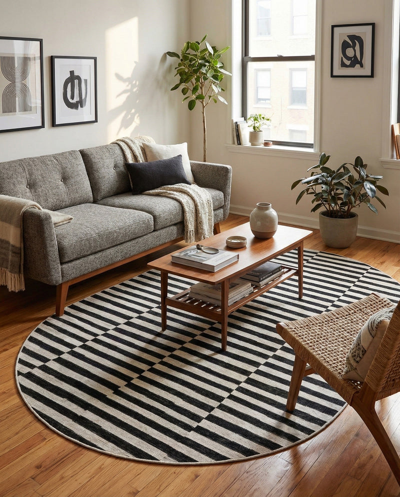 Soho Elegance Collection Area Rug -  Hudson (Black) Oval Black  lifestyle 73