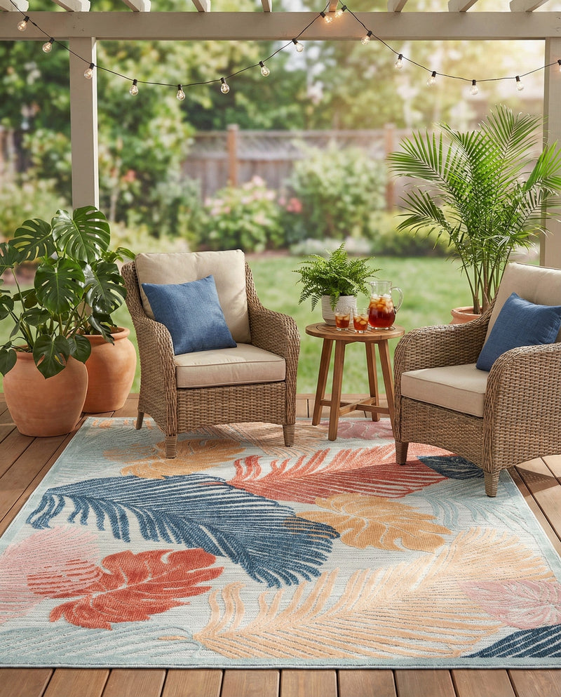 Seaside Blooms Collection Area Rug -  Tranquil Rectangle Multi  lifestyle 27