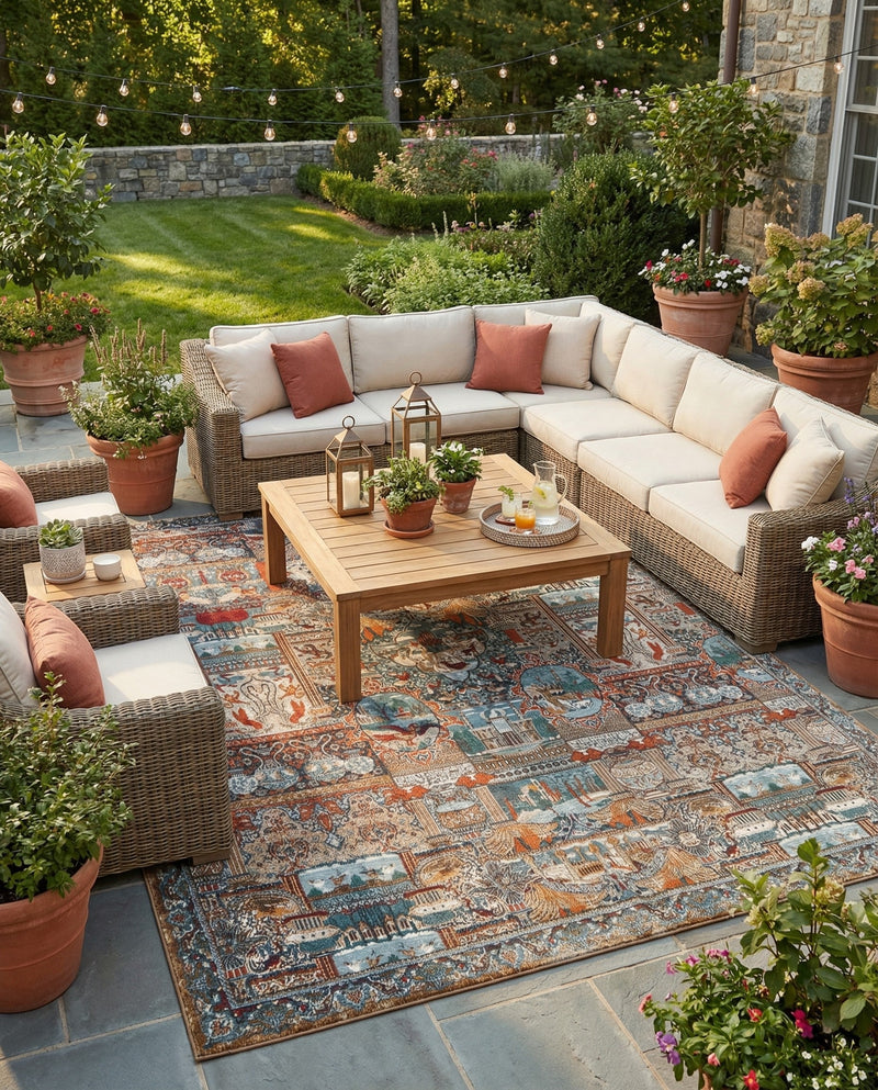 Patio Heritage Collection Area Rug -  Oasis Rectangle Multi  lifestyle 32