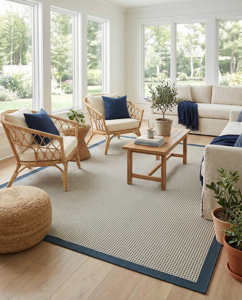 Terrace Fringe Collection Area Rug - Oceanside Rectangle Navy Blue  lifestyle 66