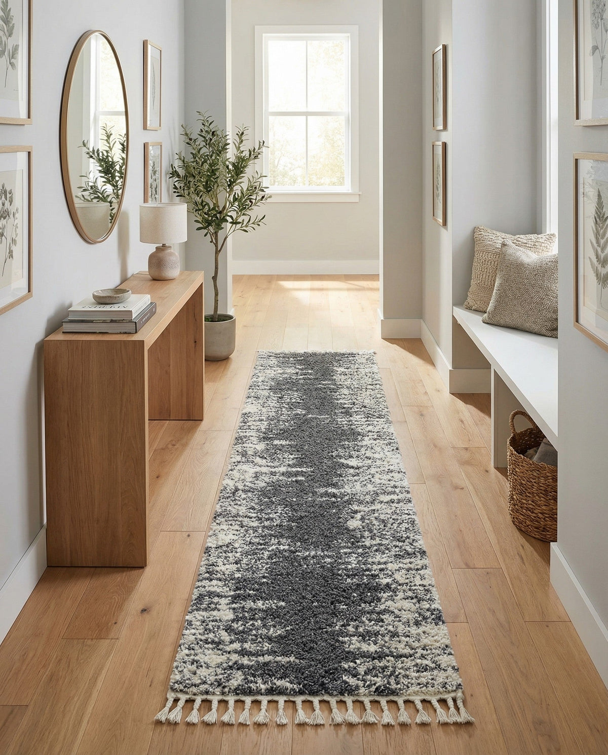 Tranquil Tides Shag Collection Area Rug - Marina Runner Gray  lifestyle 189