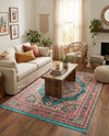 Caribbean Breeze Collection Area Rug -  Windward Rectangle Turquoise  lifestyle 10