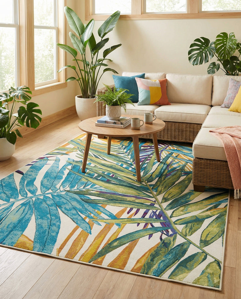 Seaside Blooms Collection Area Rug -  Arcadia Rectangle Multi  lifestyle 34