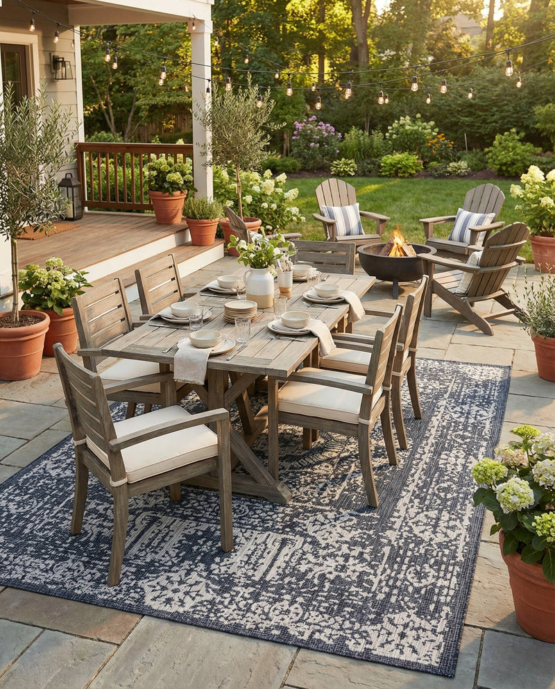 Patio Heritage Collection Area Rug - Savannah (Charcoal Gray) Rectangle Charcoal Gray  lifestyle 4
