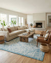 Tribal Terrace Treasures Collection Area Rug - Mayan Marina (Teal) Rectangle Teal  lifestyle 3