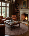 Berkshire Estate Collection Area Rug - Windsor (Mocha Brown) Round Mocha Brown  lifestyle 50