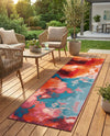 Urban Terrace Collection Area Rug -  Patio Runner Gray and Pink  lifestyle 47
