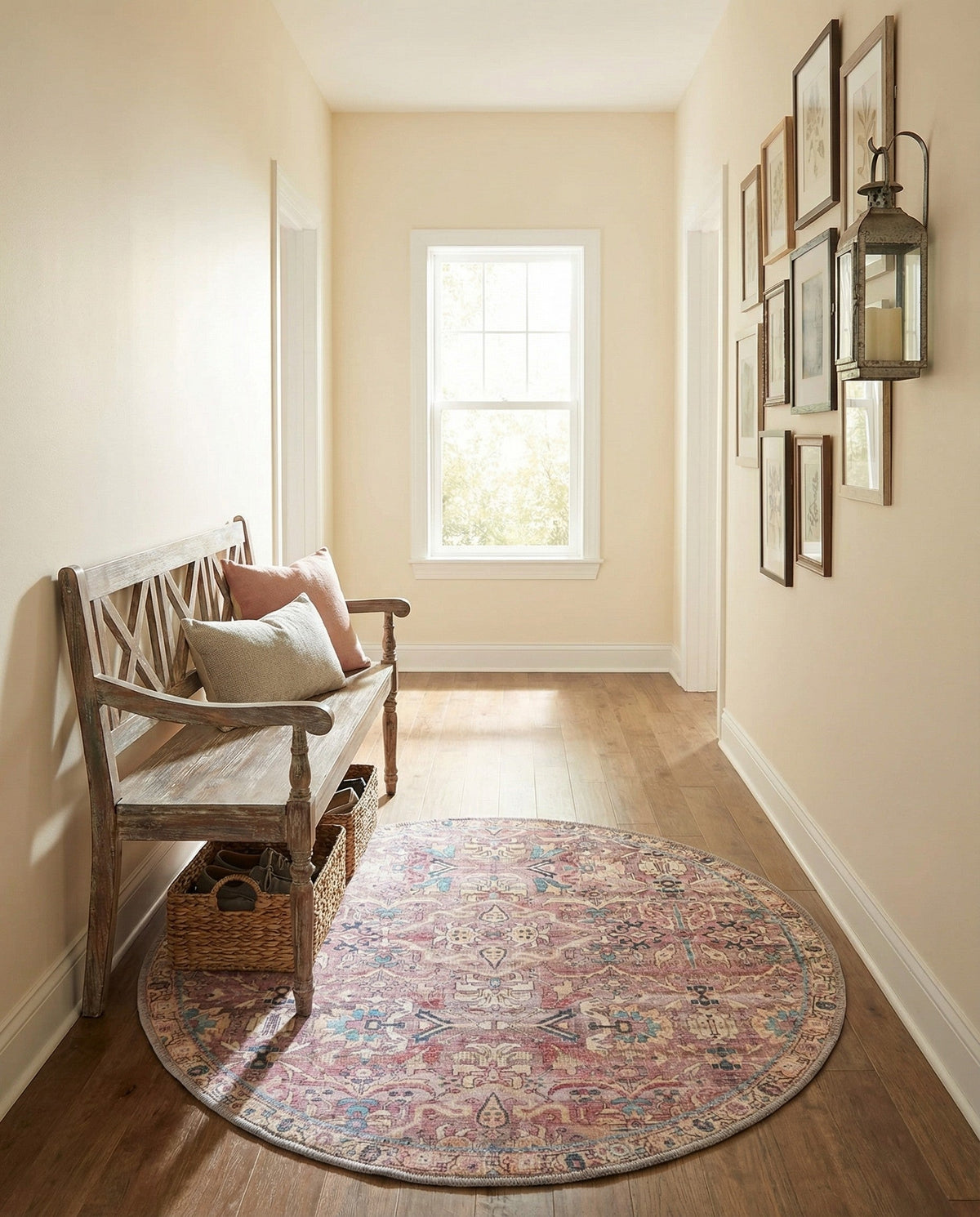 Vintage Memories Collection Area Rug -  Memories Round Pink  lifestyle 125