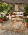 Patio Heritage Collection Area Rug -  Pergola Rectangle Blue and Light Brown  lifestyle 10