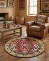 Sedona Vista Collection Area Rug -  Anasazi Round Multi  lifestyle 48