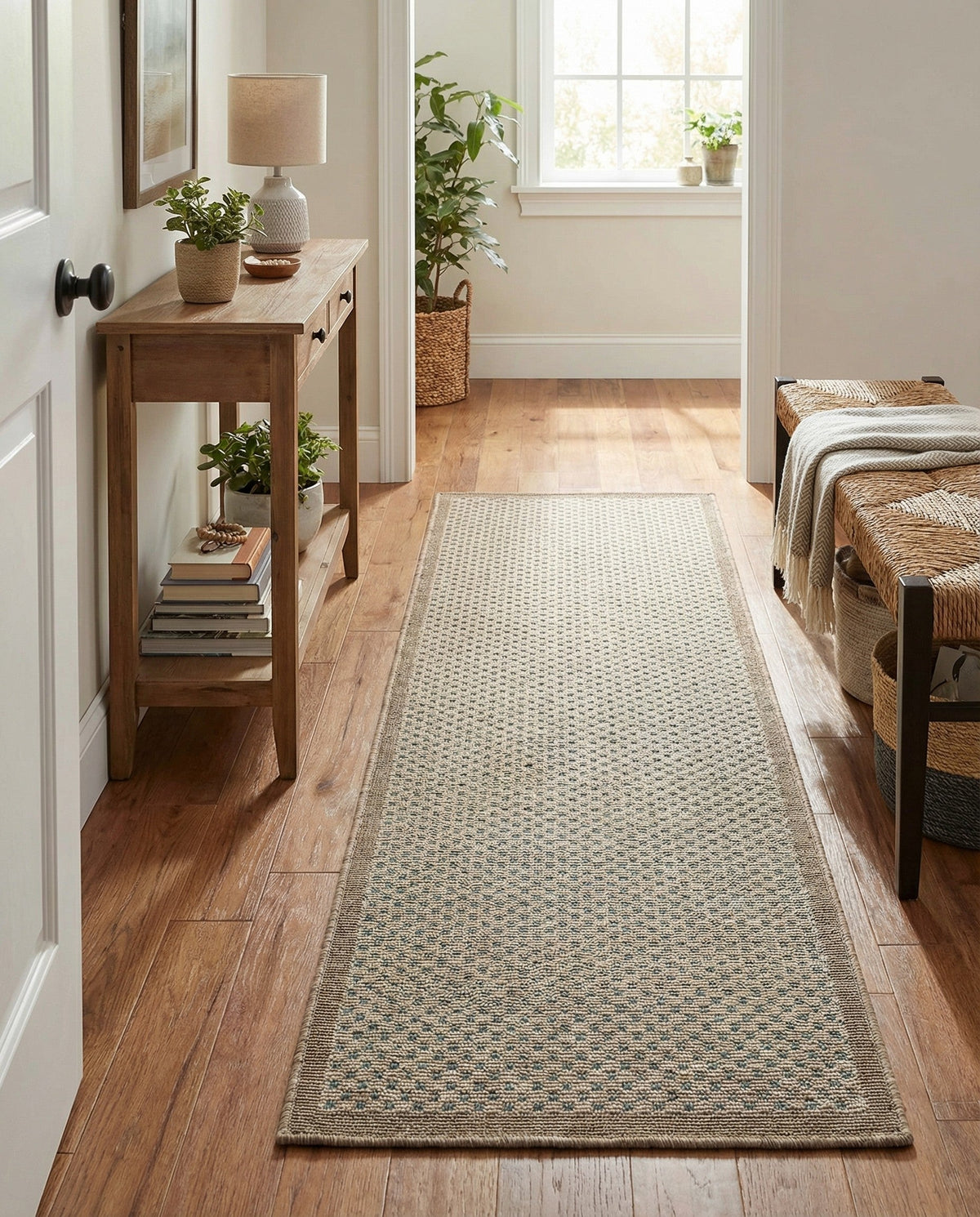 Terrace Fringe Collection Area Rug - Patio Runner Beige  lifestyle 110