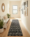 Berber Lattice Shag Collection Area Rug - Atlas (Black and White) Runner Black and White  lifestyle 27