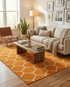 Trellis Mosaic Collection Area Rug -  Pergolatown (Orange) Rectangle Orange  lifestyle 10