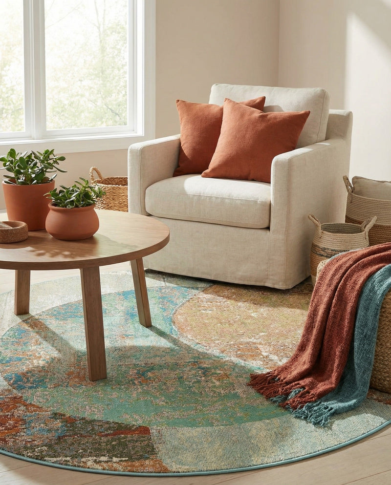 Urban Terrace Collection Area Rug -  Portico Round Multi  lifestyle 60