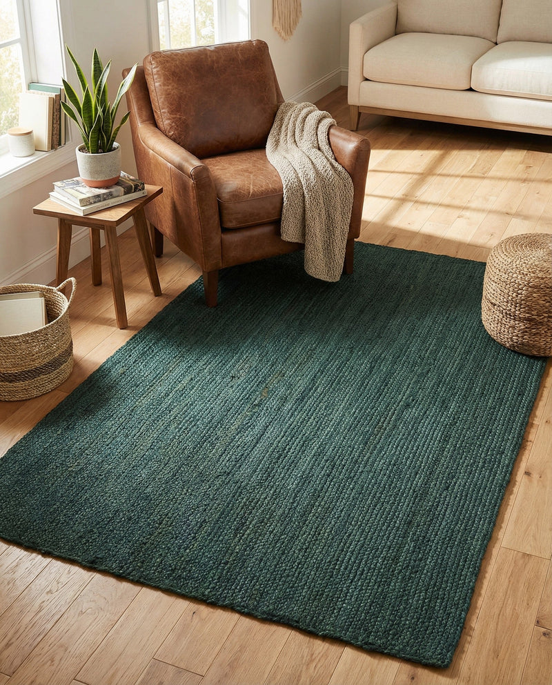 Woven Seaside Jute Collection Area Rug - Martha's Rectangle Green  lifestyle 24