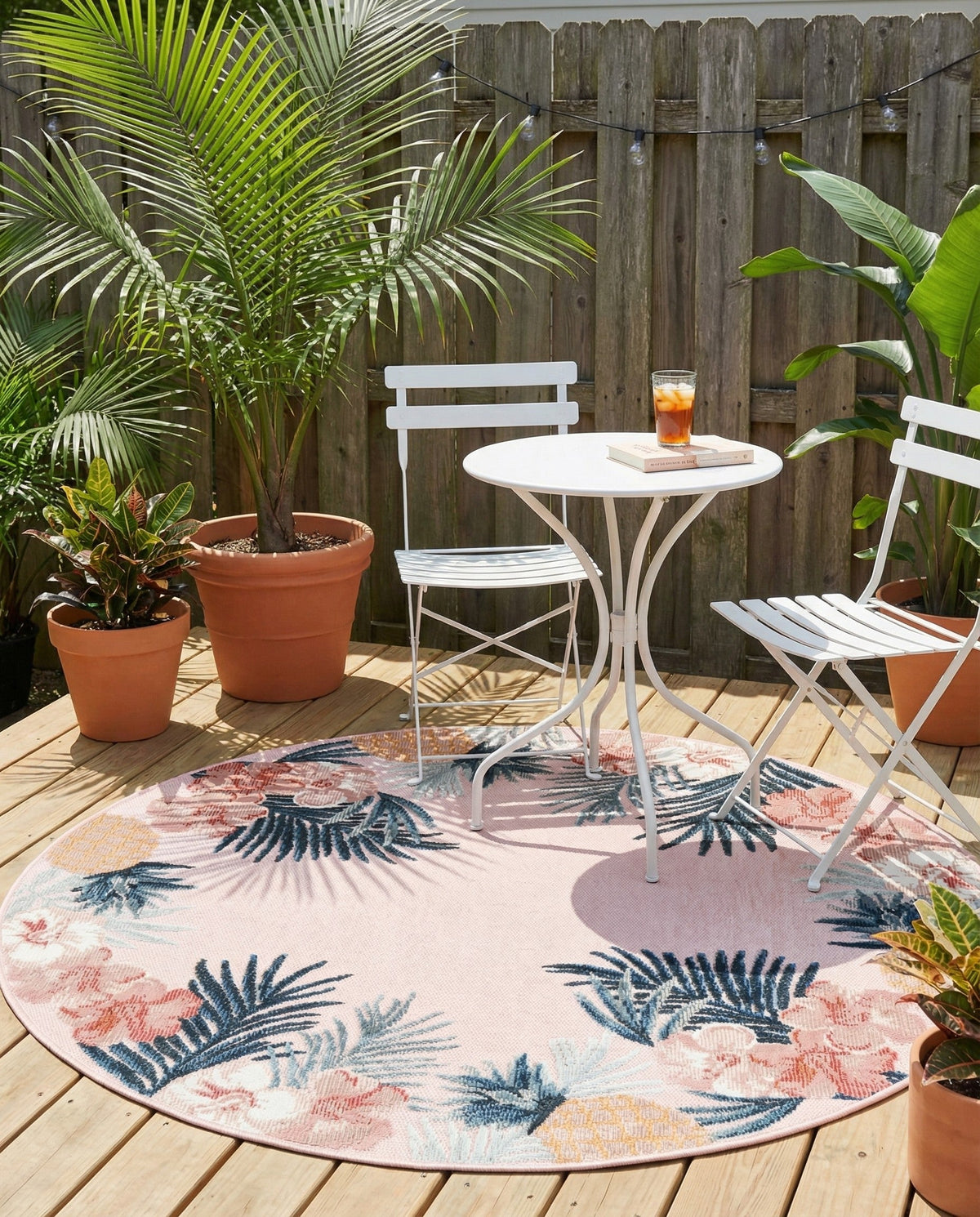 Seaside Blooms Collection Area Rug - Haven Round Pink  lifestyle 115