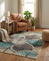 Outdoor Marrakesh Collection Area Rug -  Rabat Rectangle Gray Blue Ivory  lifestyle 20