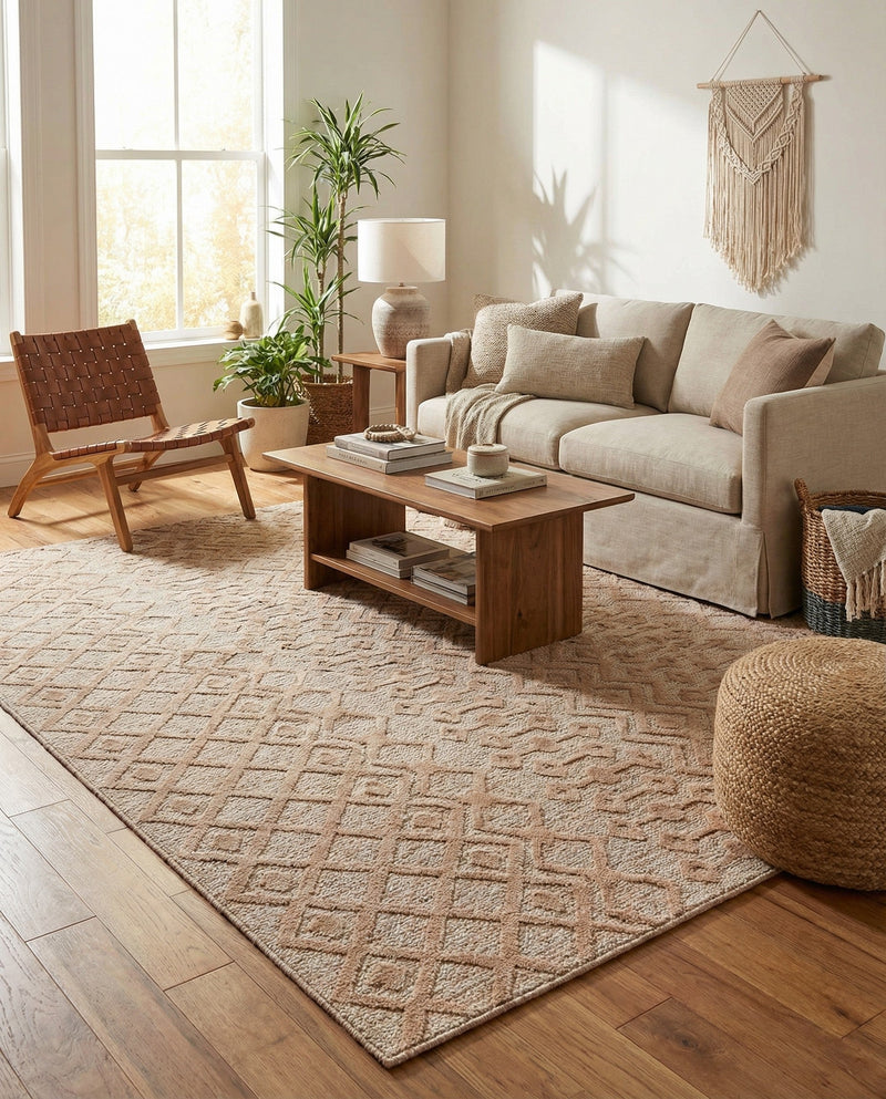 Garden Lattice Charm Collection Area Rug -  Pergola (Beige) Rectangle Beige  lifestyle 5