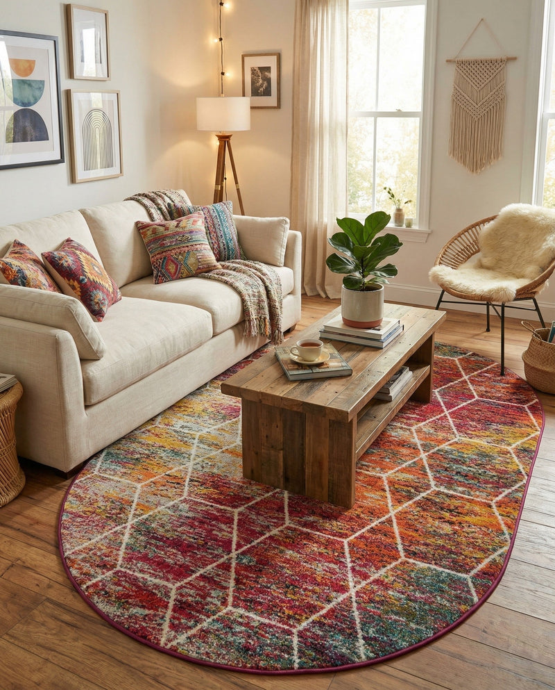 Trellis Mosaic Collection Area Rug - Arborville (Multi) Oval Multi  lifestyle 94