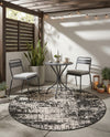 Urban Terrace Collection Area Rug -  Midtown Round Black and White  lifestyle 35