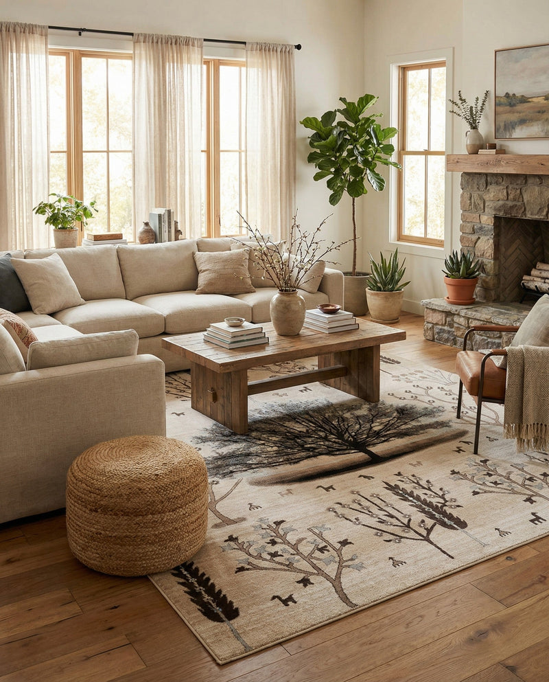 Coastal Haven Collection Area Rug -  Coastline Rectangle Beige  lifestyle 4