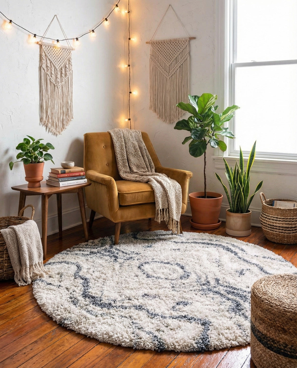 Cozy Cove Shag Collection Area Rug -  Seabreeze Round Gray  lifestyle 78