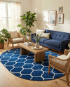 Trellis Mosaic Collection Area Rug -  Pergolatown (Navy Blue) Oval Navy Blue  lifestyle 46