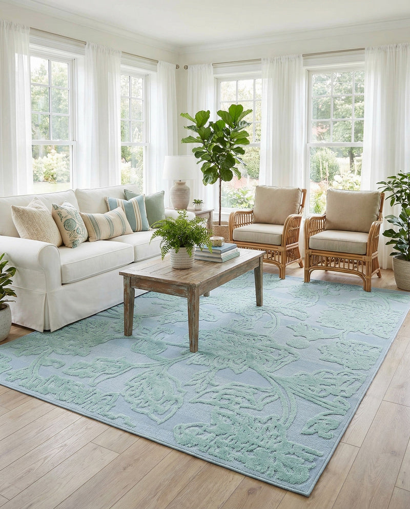 Bahama Breeze Outdoor Collection Area Rug -  Eleuthera Rectangle Navy Blue  lifestyle 12
