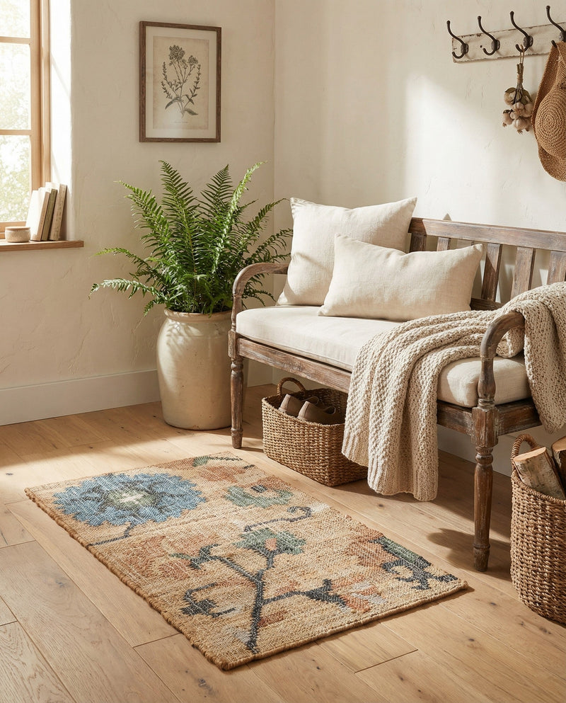 Benares Handwoven Jute Collection Area Rug -  Ramnagar Rectangle Multi  lifestyle 5