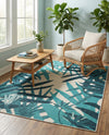 Seaside Blooms Collection Area Rug -  Provence Rectangle Teal blue  lifestyle 8
