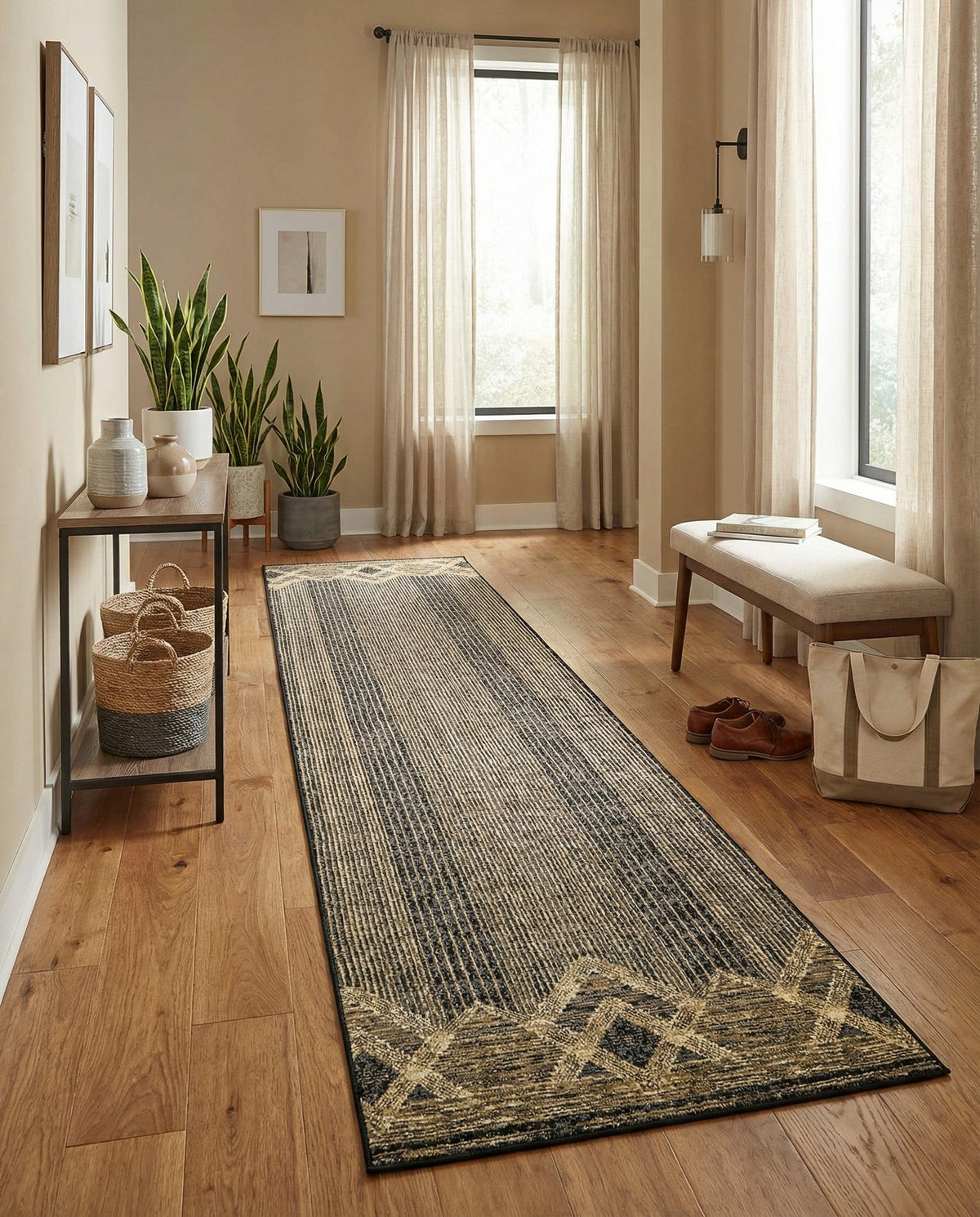 Urban Terrace Collection Area Rug -  Loft Runner Charcoal  lifestyle 82