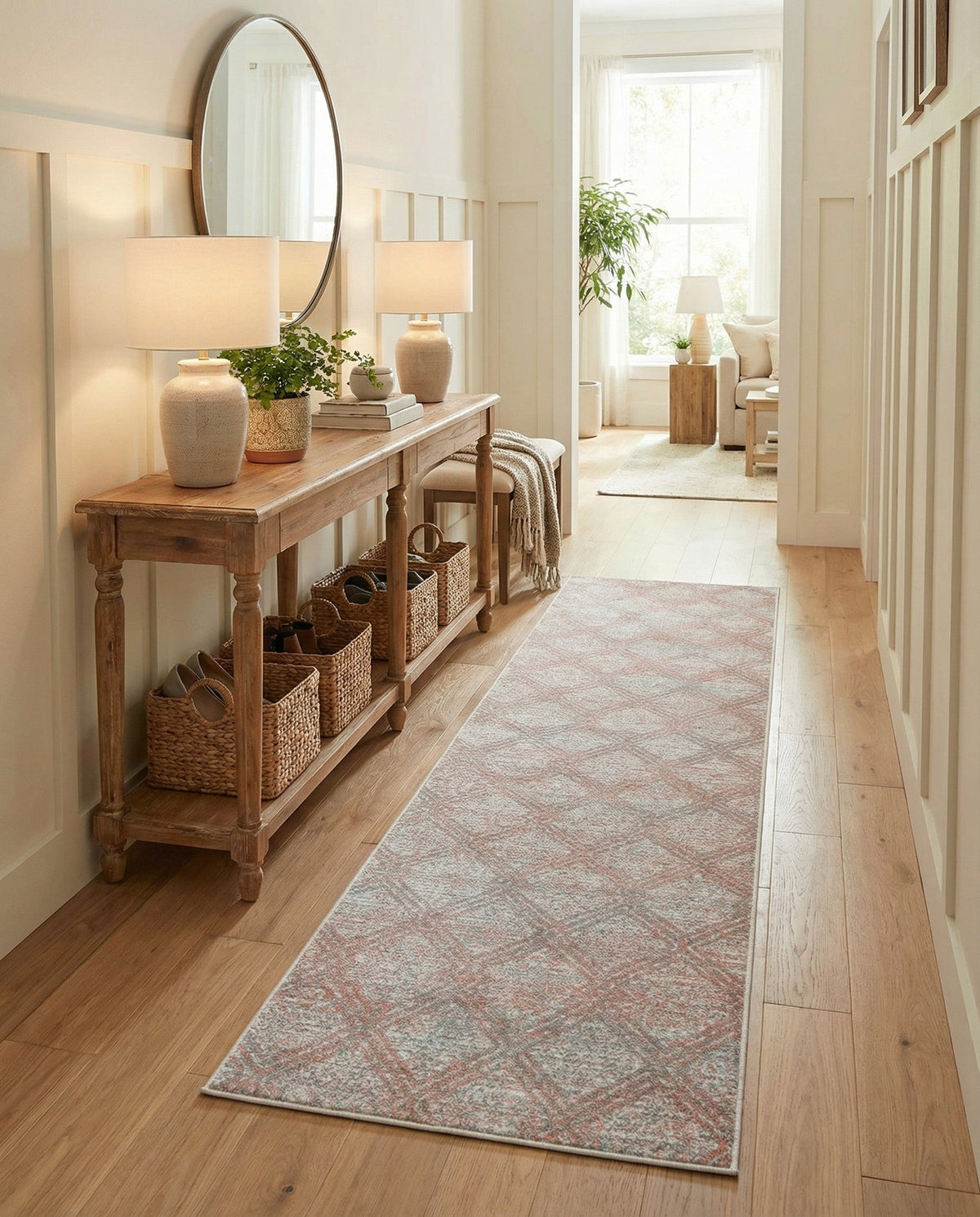 Aegean Elegance Washables Collection Area Rug -  Tinos Runner Rose Pink  lifestyle 131