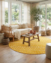 Marrakech Lattice Collection Area Rug - Medina (Yellow) Round Yellow  lifestyle 51