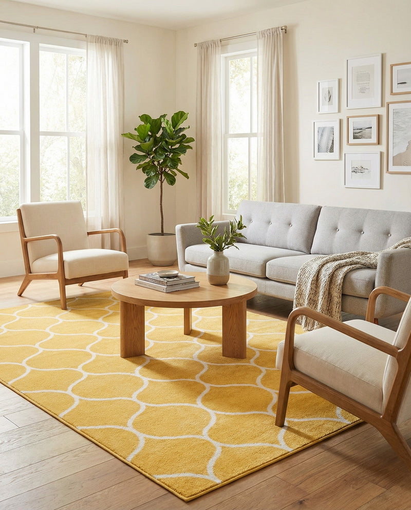 Trellis Mosaic Collection Area Rug -  Pergolatown (Yellow) Rectangle Yellow  lifestyle 9