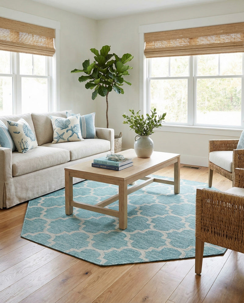 Savannah Pergola Collection Area Rug - Arbor (Aquamarine) Octagon Aquamarine  lifestyle 46