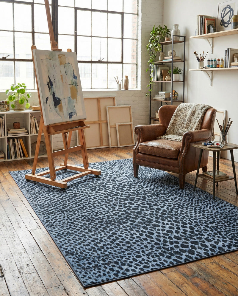 Aegean Elegance Washables Collection Area Rug -  Mykonos Rectangle Navy Blue  lifestyle 55