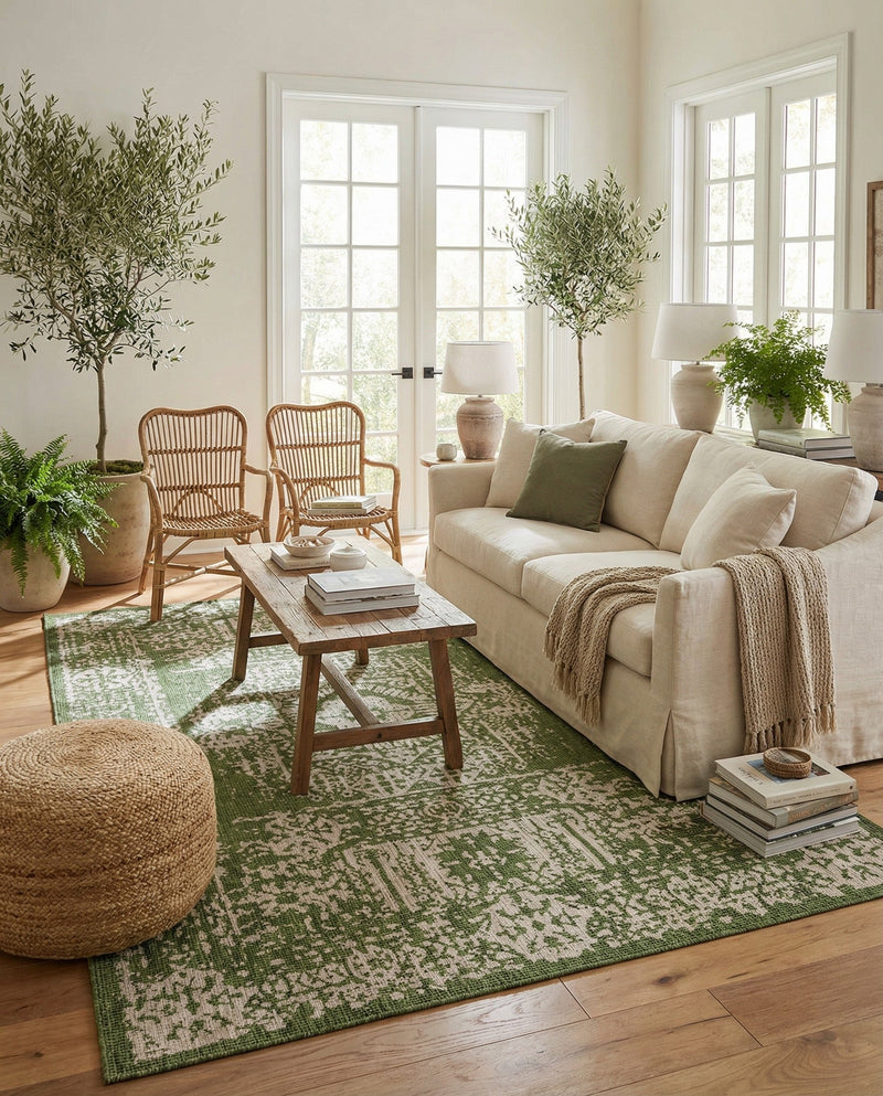 Patio Heritage Collection Area Rug - Savannah (Green) Rectangle Green  lifestyle 5