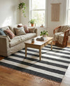 Tassel Trail Collection Area Rug - Pathway (Navy Blue) Square Navy Blue  lifestyle 88
