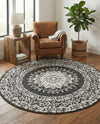 Patio Heritage Collection Area Rug -  Lafayette (Black and White) Round Black and White  lifestyle 24