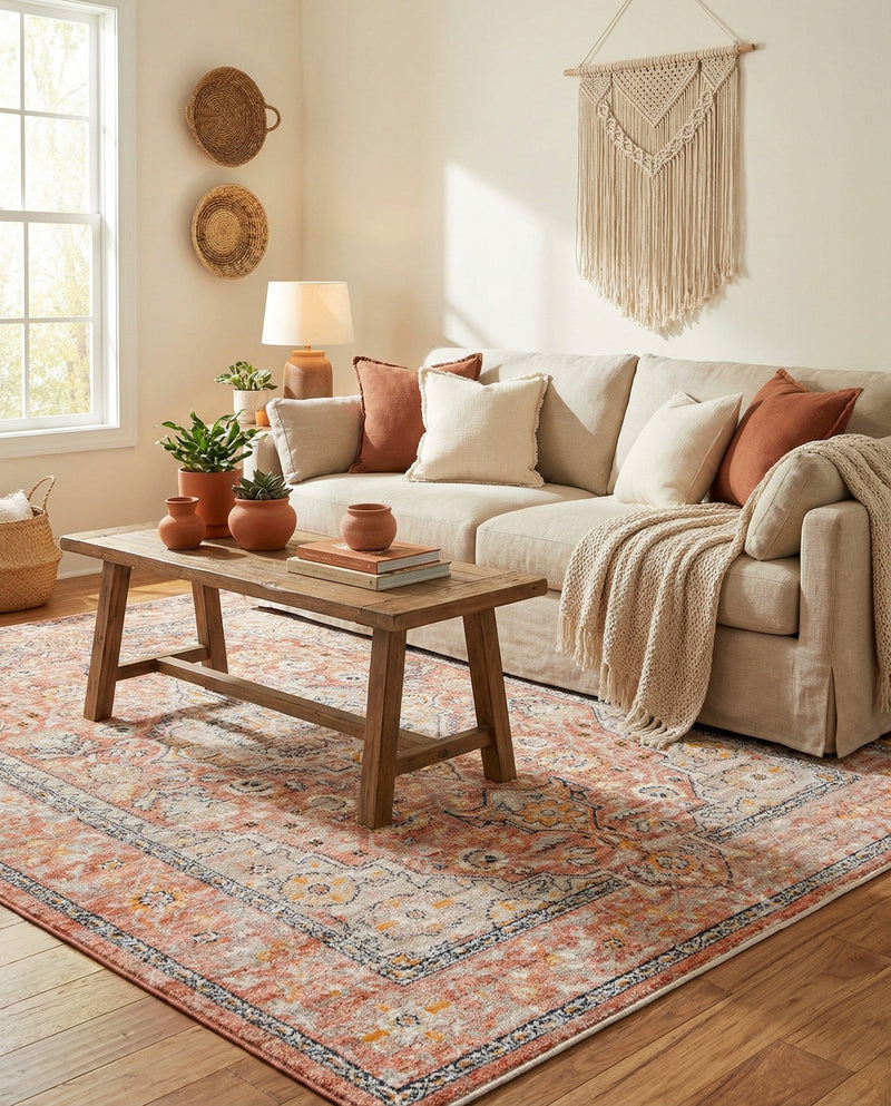 Seville Stripes Collection Area Rug - Cadiz (Brick Red) Rectangle Brick Red  lifestyle 24