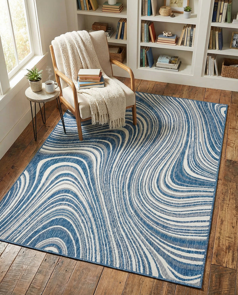 Urban Terrace Collection Area Rug - Soho Rectangle Blue  lifestyle 60