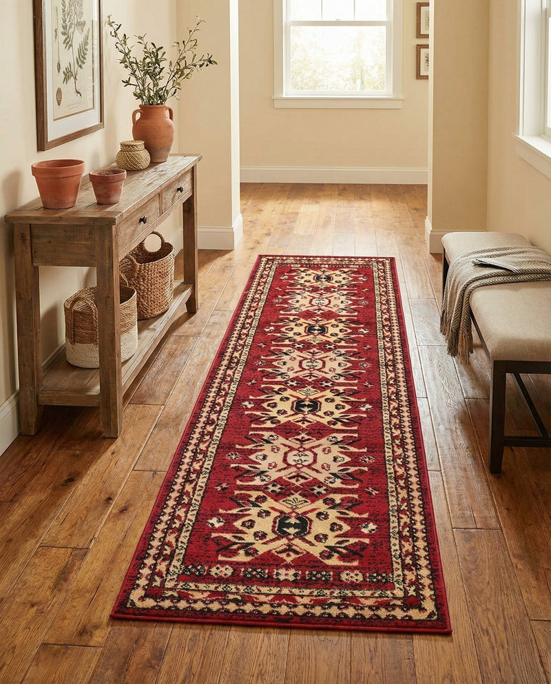 Tabriz Tapestries Collection Area Rug - Azerbaijan (Red) Runner Red  lifestyle 50
