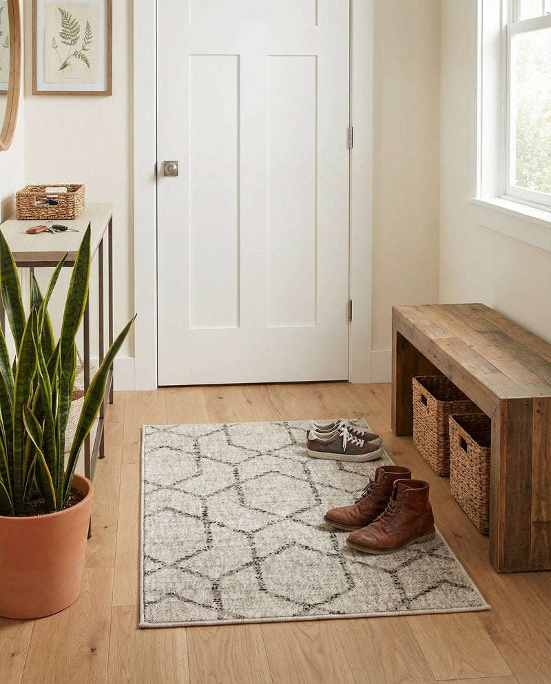 Geo Garden Lattice Collection Area Rug - Savannah Rectangle Ivory  lifestyle 36