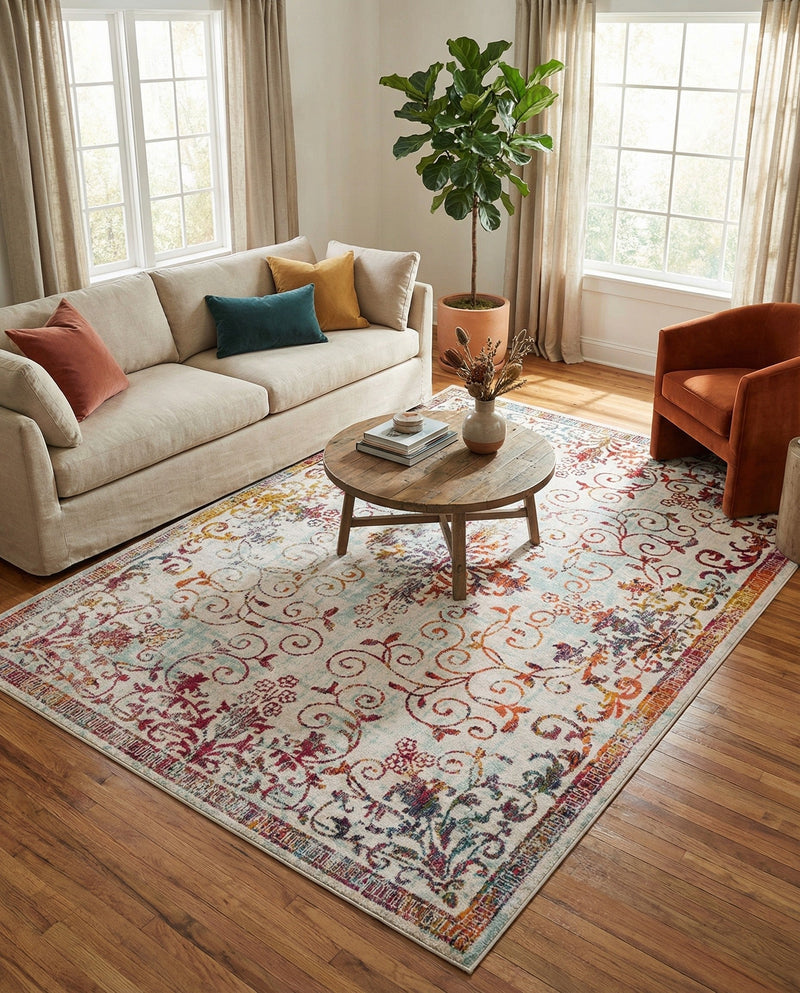 Brighton Terrace Collection Area Rug -  Saltdean Rectangle Ivory  lifestyle 21