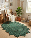 Woven Seaside Jute Collection Area Rug - Coastalhaven (Hunter Green) Oval Hunter Green  lifestyle 24