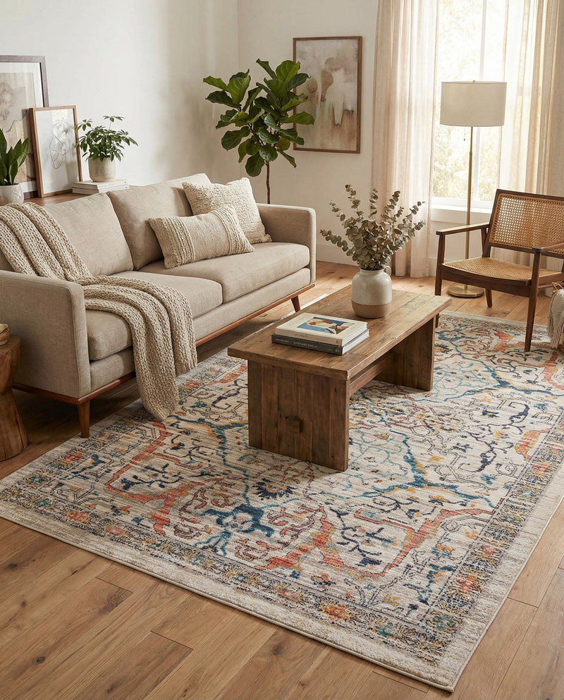 Seville Stripes Collection Area Rug -  Malaga (Ivory) Rectangle Ivory  lifestyle 22